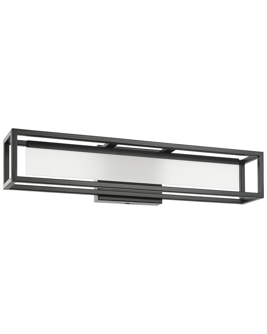 Eglo Gualajo 1 Light Integrated Led Bath/vanity Light With Matte Black Finish & White Acrylic Shade
