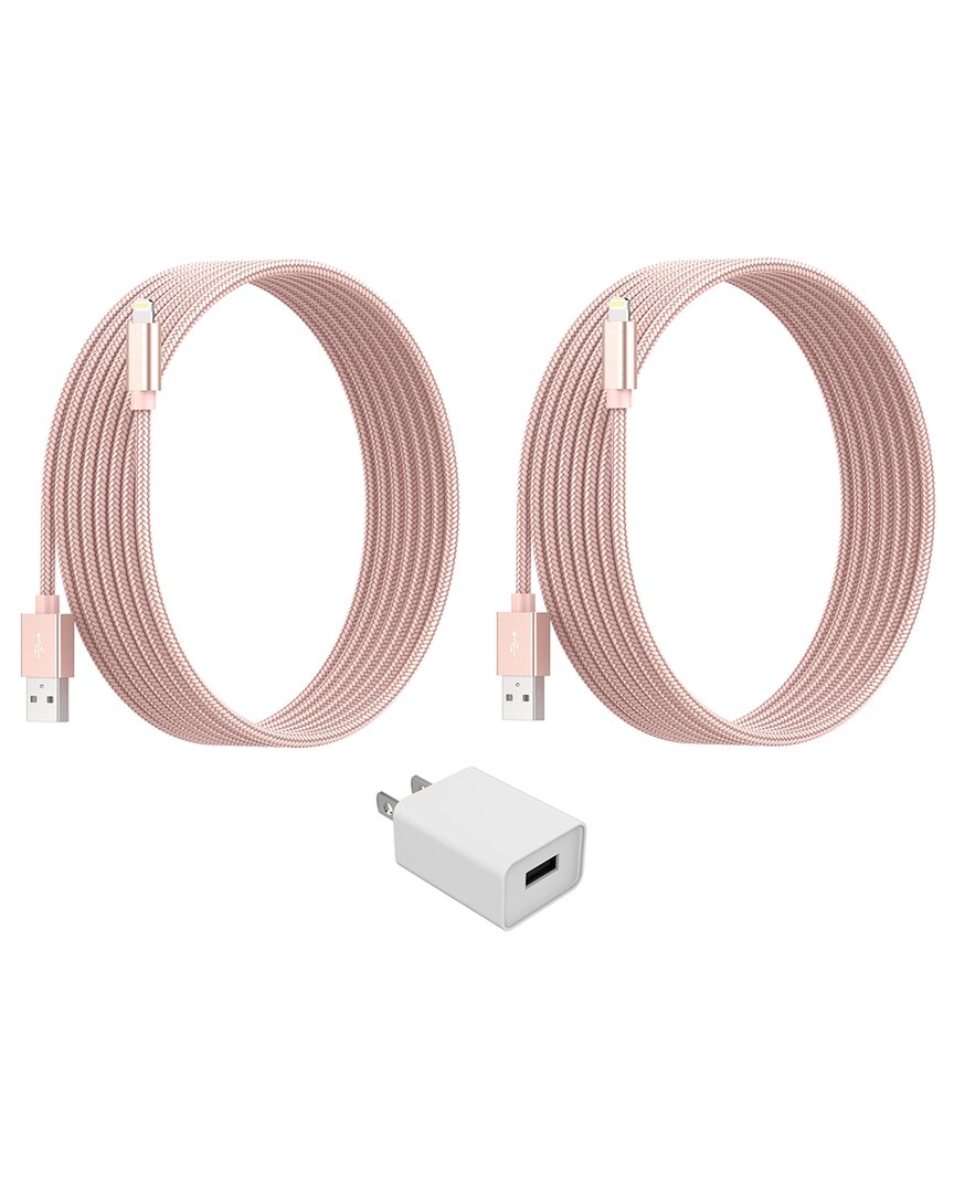 Shop Posh Tech Rose 2-pack Braided Lightning To Usb Charge & Sync Cable In Gold