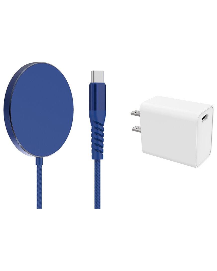 Posh Tech Magnetic Wireless Charging For Iphone 12/13 Series With Type-c Power Adapter In Blue