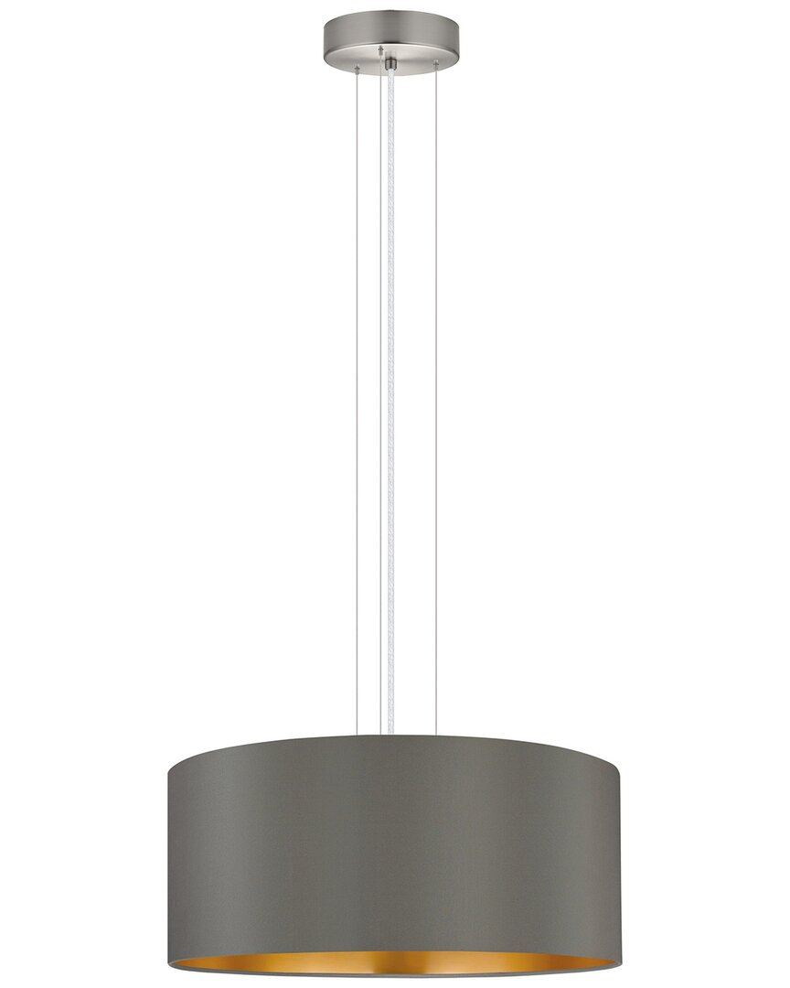 Eglo Maserlo 3 Light Pendant With Satin Nickel Finish & Cappucino With Gold Interior Shade