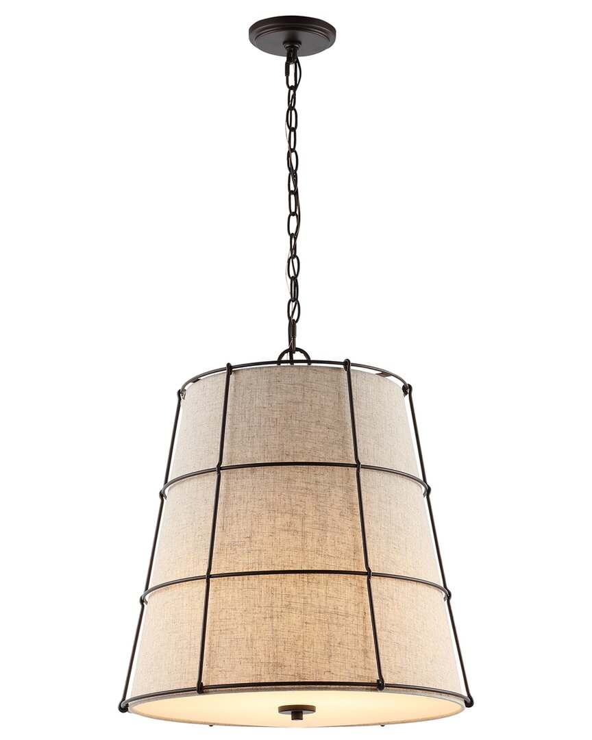 Jonathan Y Silas 19in 3-light Rustic Farmhouse Iron Led Pendant In Brown