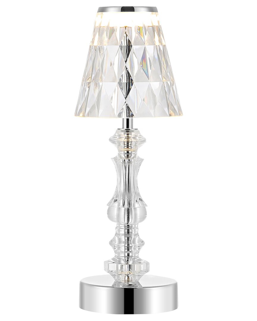 Jonathan Y Lillian 12in Bohemian Acrylic Rechargeable Integrated Led Table Lamp In Clear