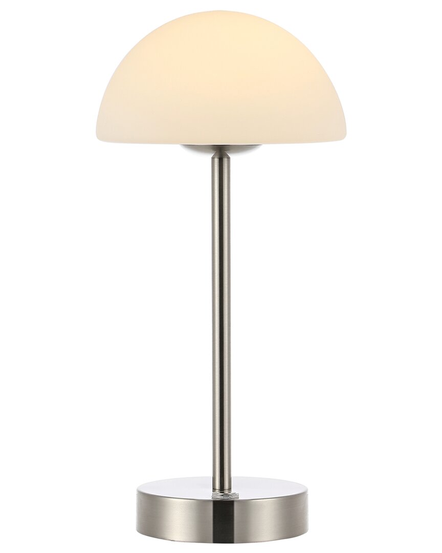 Jonathan Y Xavier 12in Modern Iron Rechargeable Integrated Led Table Lamp In Nickel