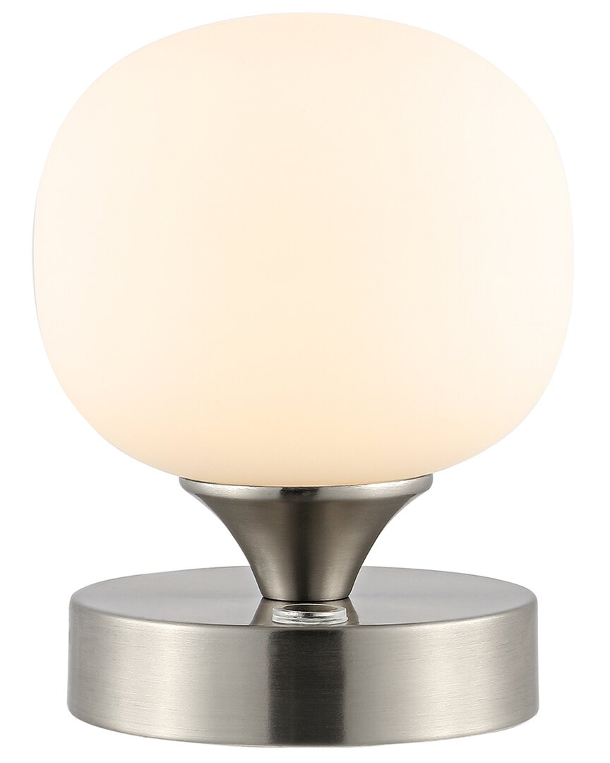 Jonathan Y Owen 6in Modern Iron Rechargeable Integrated Led Table Lamp In Nickel