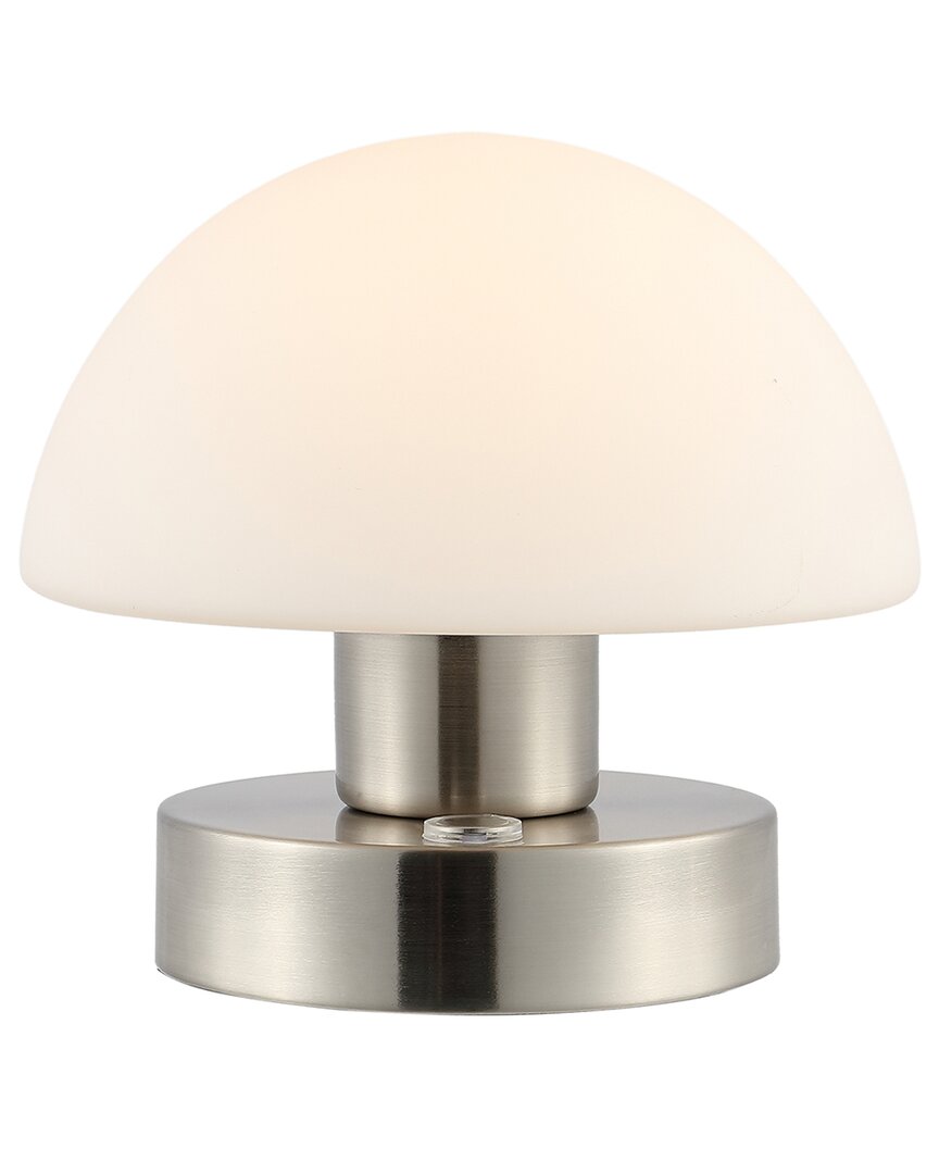 Jonathan Y Zoe 5in Modern Iron Rechargeable Integrated Led Table Lamp In Nickel