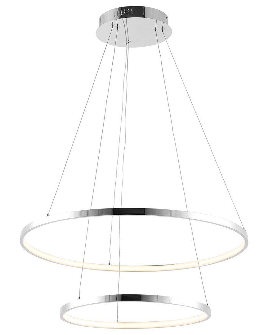 Jonathan Y Brice 24_ 2-light Modern Bohemian Iron Integrated Led Pendant In Silver