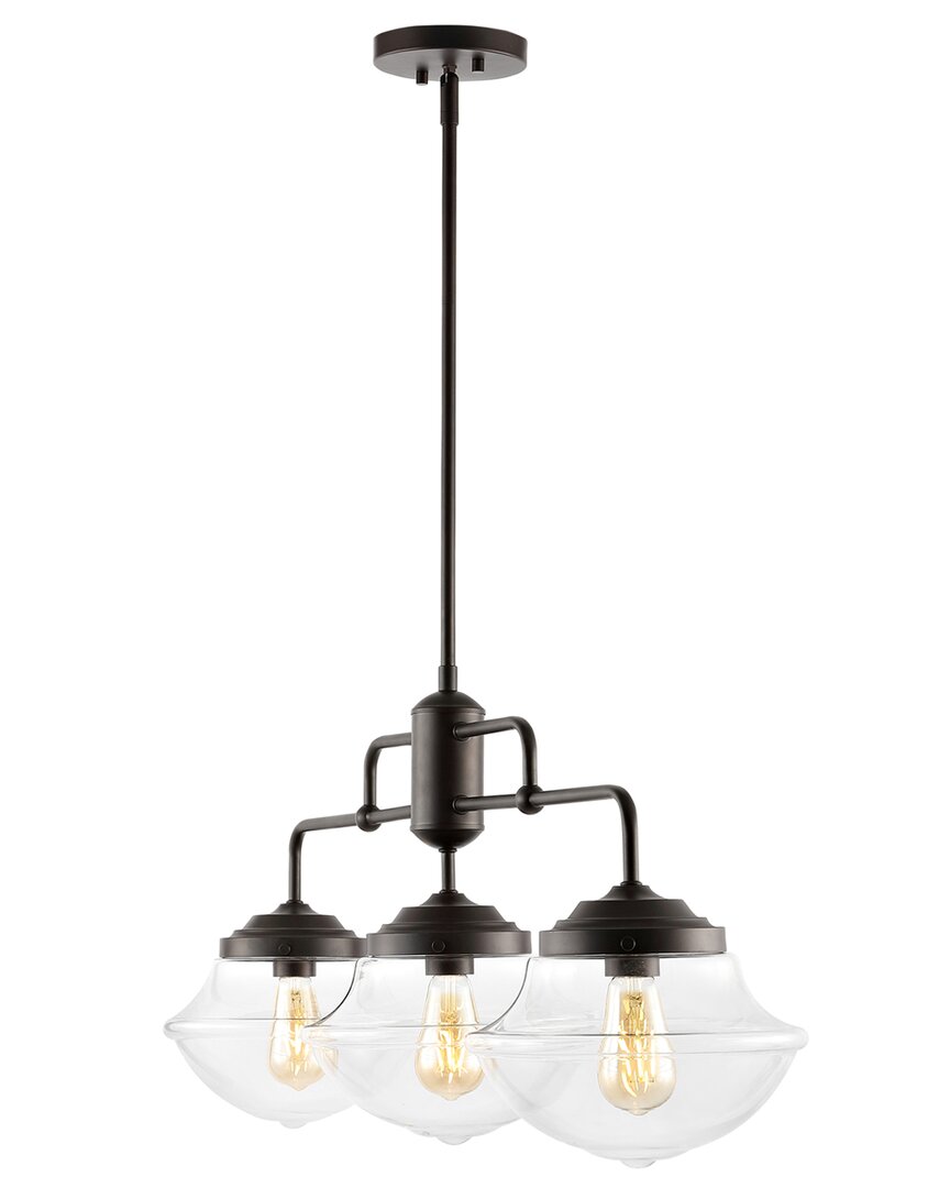 Jonathan Y Avery 37in 3-light Industrial Farmhouse Rustic Iron/glass Linear Led Pendant In Bronze