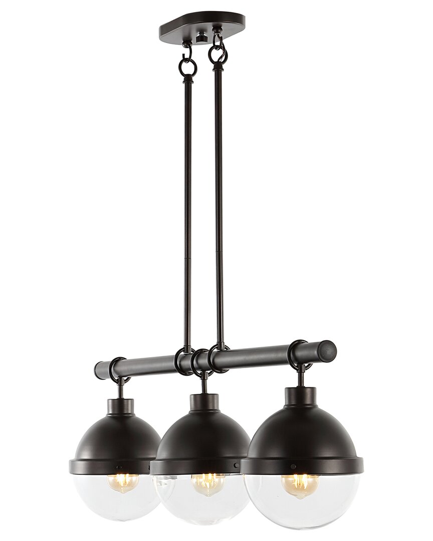 Jonathan Y Caleb 33in 3-light Industrial Farmhouse Iron/glass Linear Led Pendant In Bronze