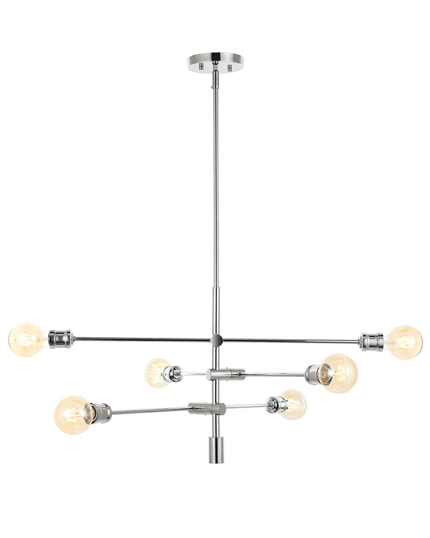 Jonathan Y Atlas 36in 6-light Modern Vintage Iron Arm-adjustable Led Chandelier In Silver