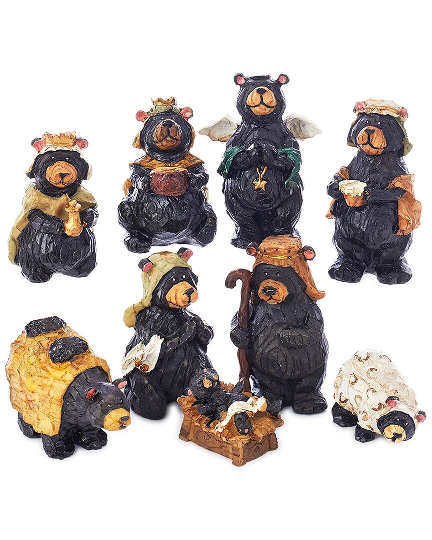 Kurt Adler 4-inch Resin Nativity Bear Set Of 9pc S In Blue
