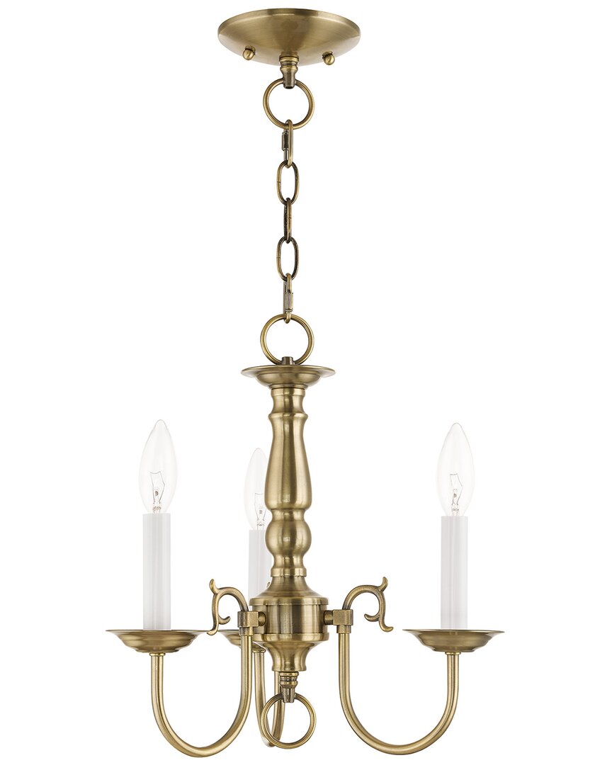 Livex Lighting Williamsburgh 3-light Antique Brass Mini Chandelier