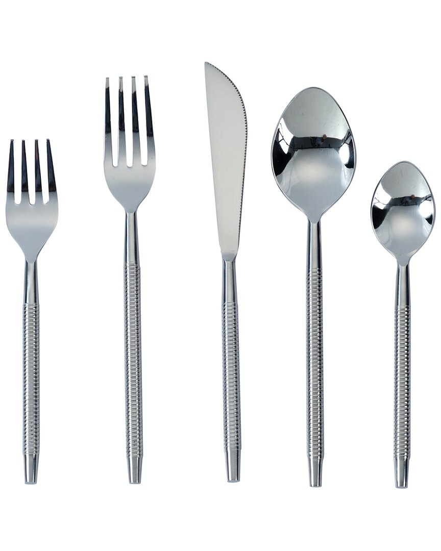 Tov Furniture 5pc Ribbed Stainless Steel Flatware - Service For 1 In Silver