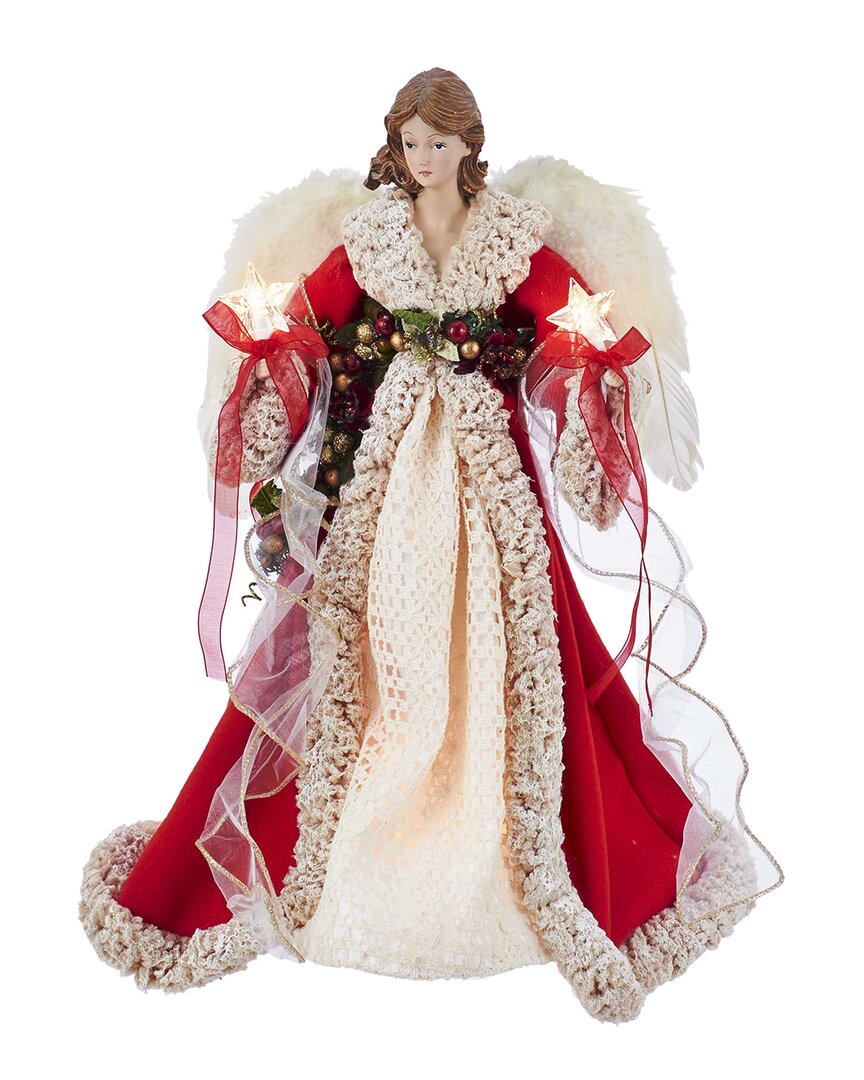 Kurt Adler Red & Ivory Angel Tree Topper