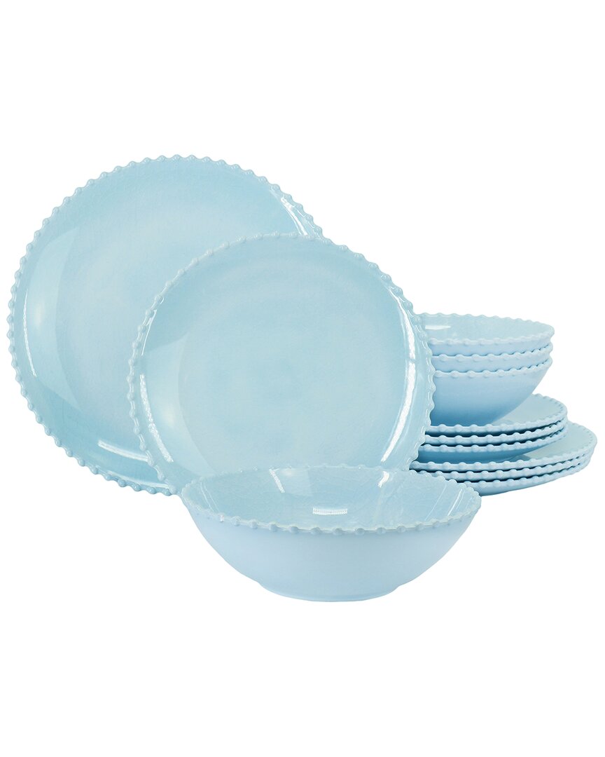 MARTHA STEWART MARTHA STEWART 12PC MELAMINE EMBOSSED DOTS DINNERWARE SET
