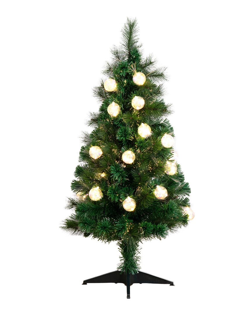 Nearly Natural 4ft Pre-lit Fiber Optic Artificial Christmas Tree With Mixed Tips & 37 Led Warm White In Green