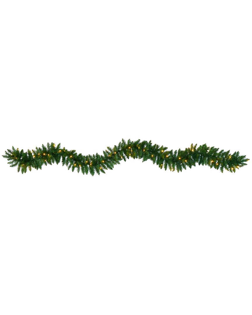 Nearly Natural 9ft Christmas Pine Artificial Garland With 50 Warm White Led Lights In Green