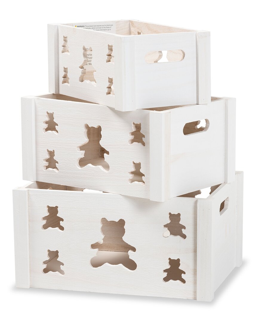 Baxton Studio Sagen Modern Contemporary 3pc Storage Crate Set In White