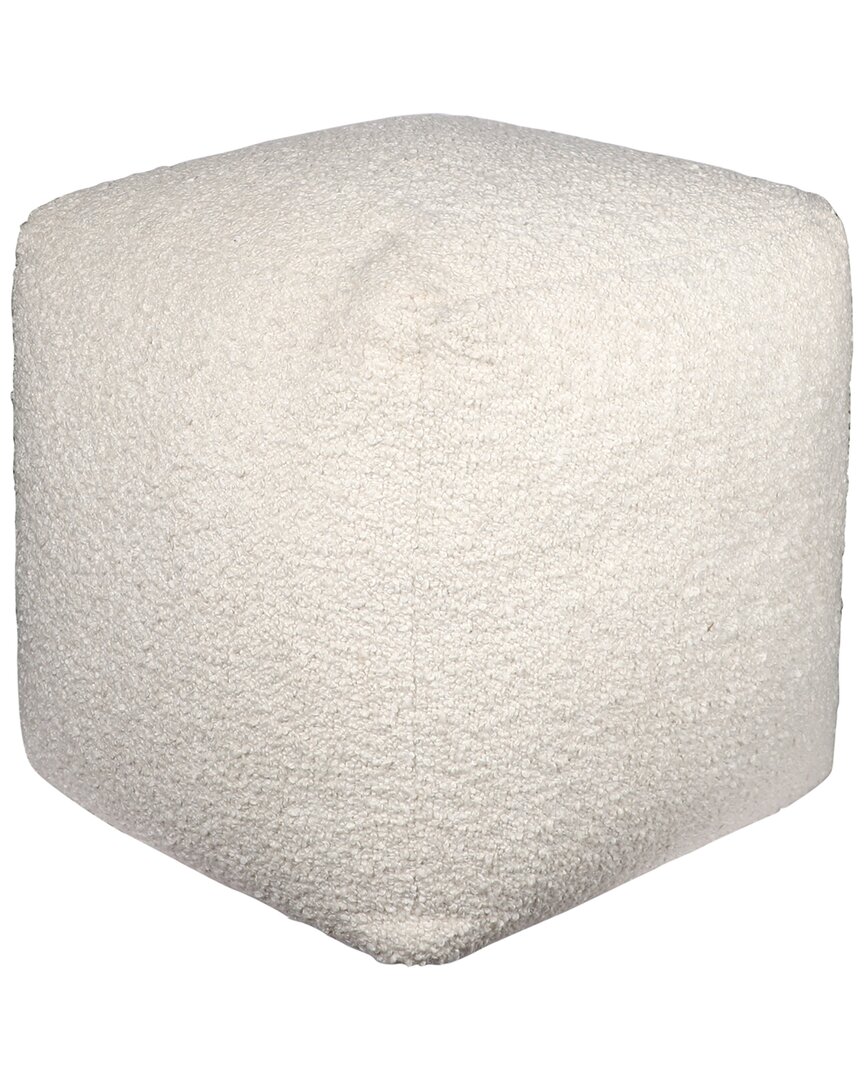 Lr Home Contemporary Boucle Handmade Textured Pouf In Neutral