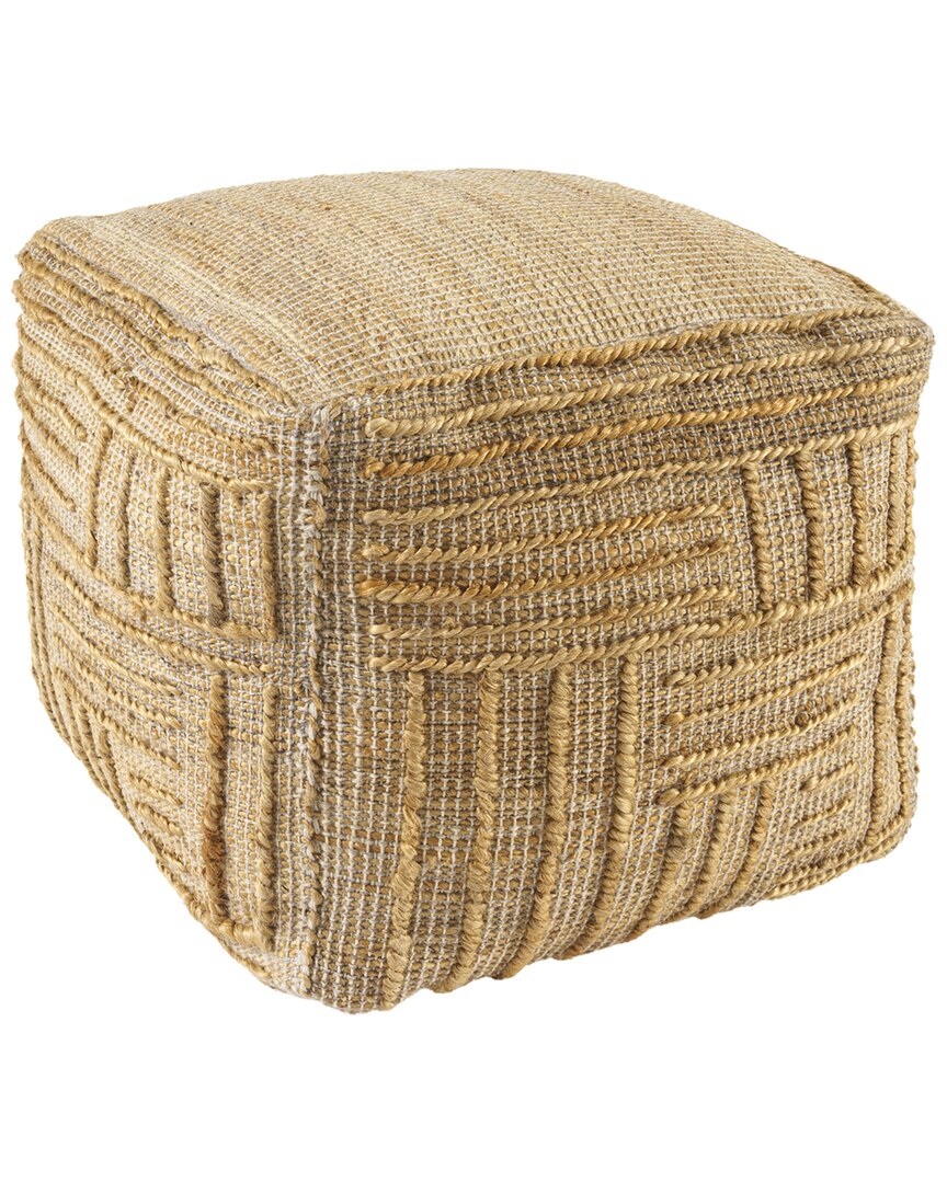 Lr Home Laeli Modern Farmhouse Abstract Striped Handmade Textured Jute Pouf In Brown