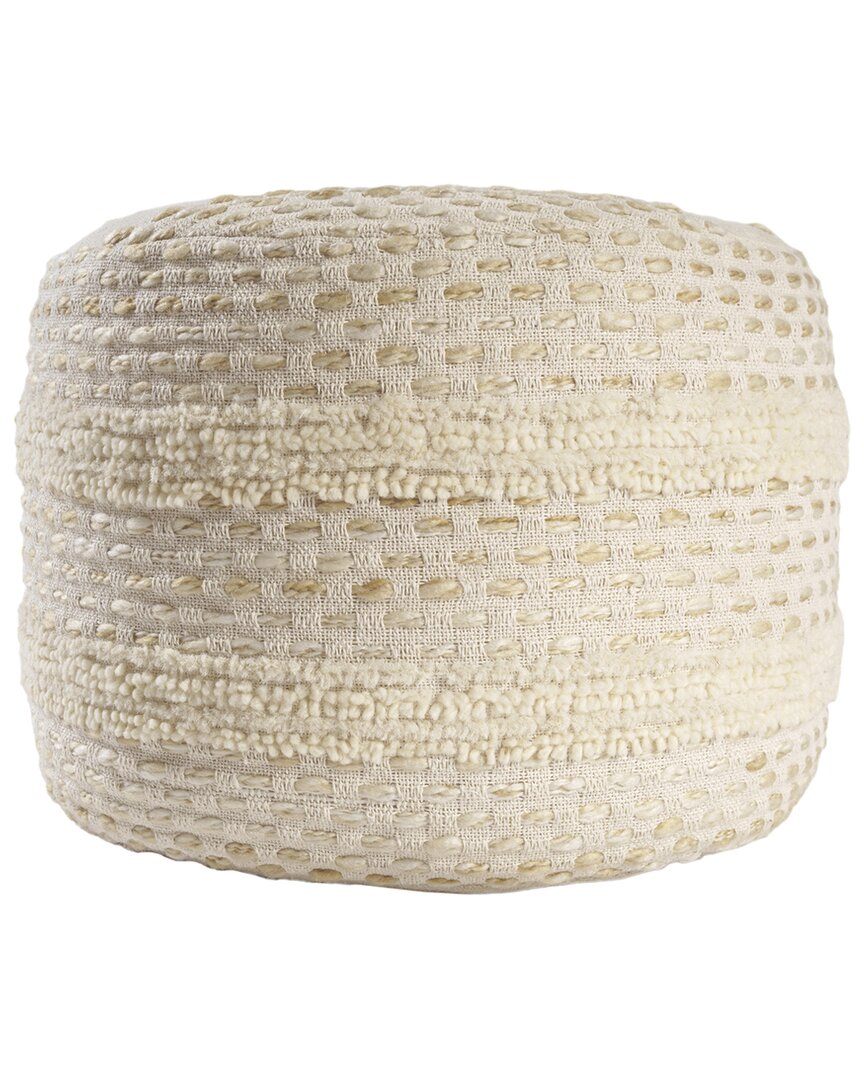Lr Home Dash Farmhouse Tufted Striped Woven Pouf In Neutral