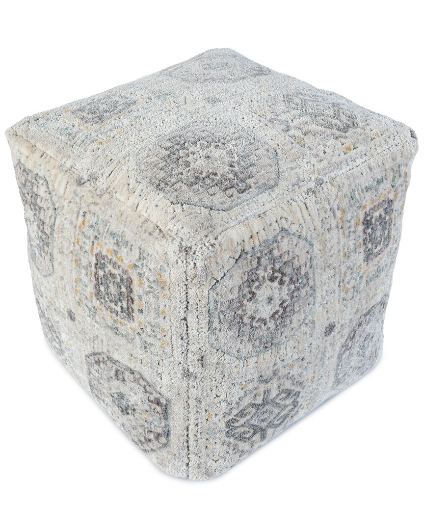 Lr Home Vienna Classic Medallion Ottoman Pouf In Gray