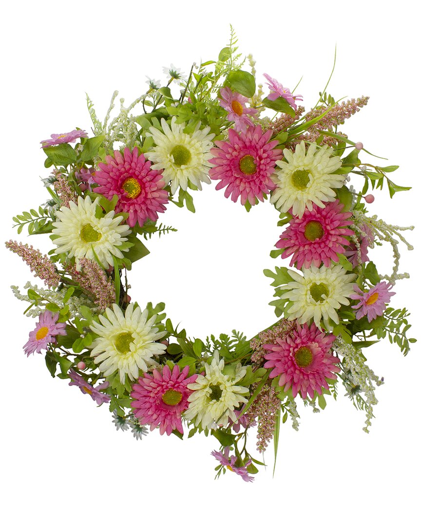Northlight 23in Chrysanthemum And Berry Floral Wreath In Pink