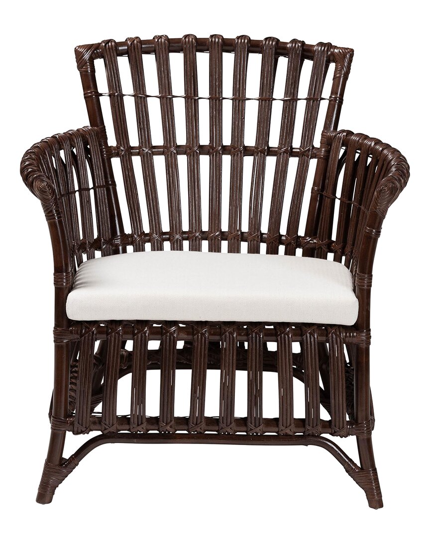 Baxton Studio Brooklyn Bohemian Rattan Arm Chair In Brown
