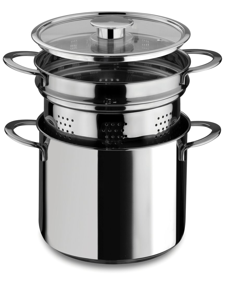 Shop Mepra Gourmet Pasta Pot With Glass Lid In Stainless Steel