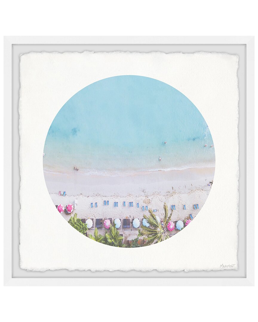 Marmont Hill Circle Pink Beach Framed Print In Multicolor