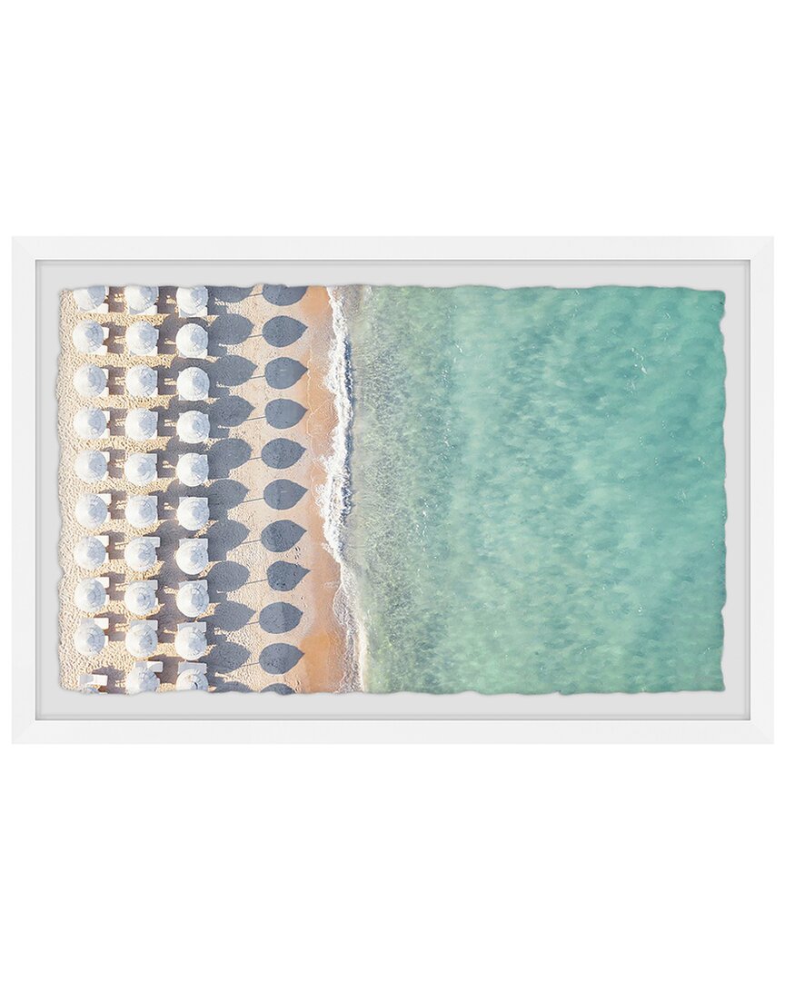 Marmont Hill White Sun Umbrellas Framed Print In Multicolor