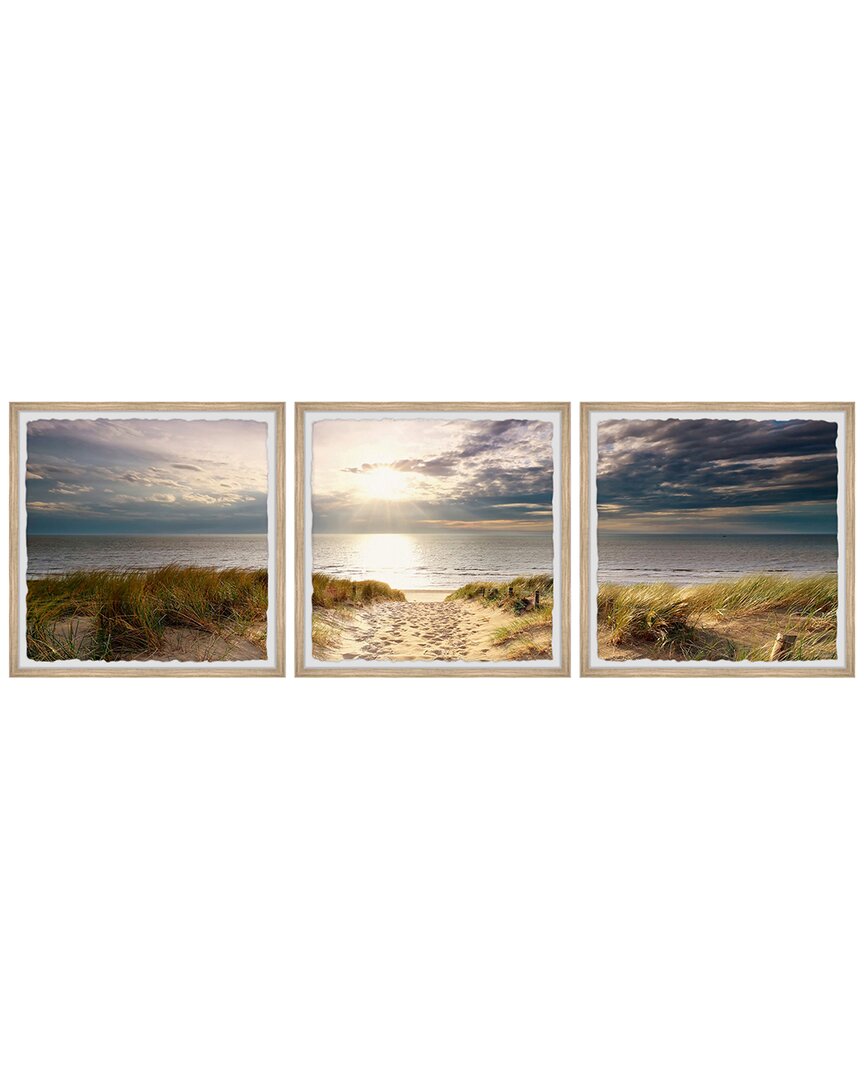 Marmont Hill Relaxing Ocean Triptych Wall Art In Multicolor