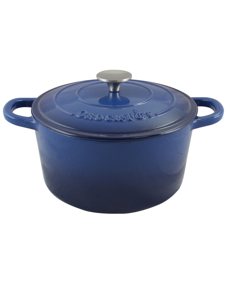 Crock-pot Crockpot Artisan 5qt Enameled Cast Iron Dutch Oven In Blue
