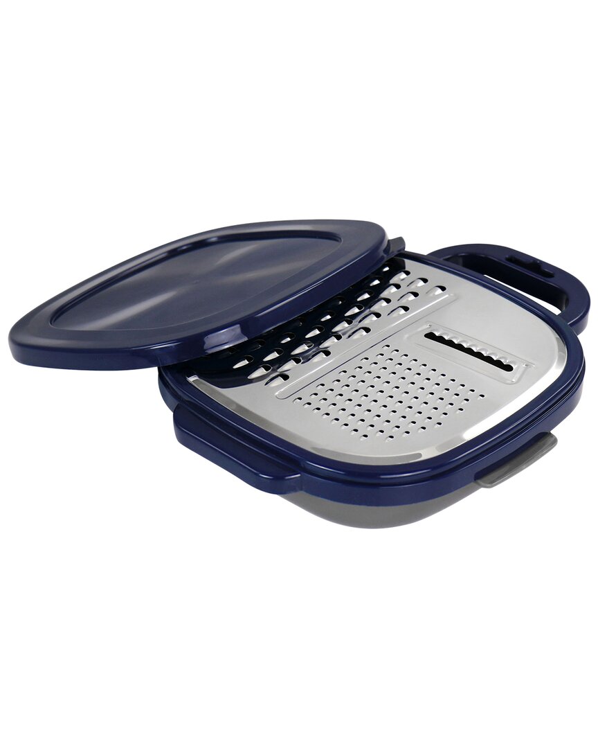 Oster Flat Marine 3pc Navy Grater And Container Set In Grey