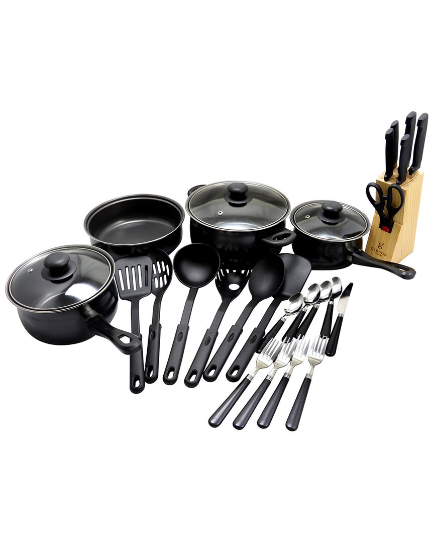 Gibson Home Total Kitchen 32pc Cookware Combo Set In Black