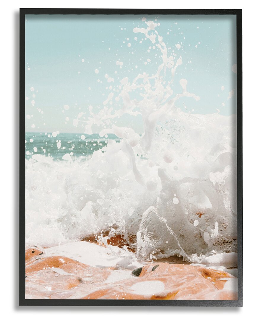 Stupell Splashing Sandy Beach Sea Foam Framed Giclee Wall Art By Krista Broadway