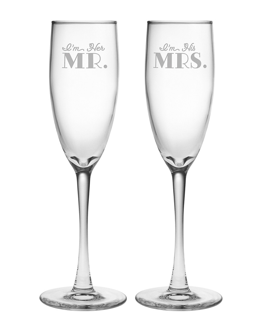 Susquehanna Glass Set Of 2 I'm Her & I'm His Champagne Flute Glasses
