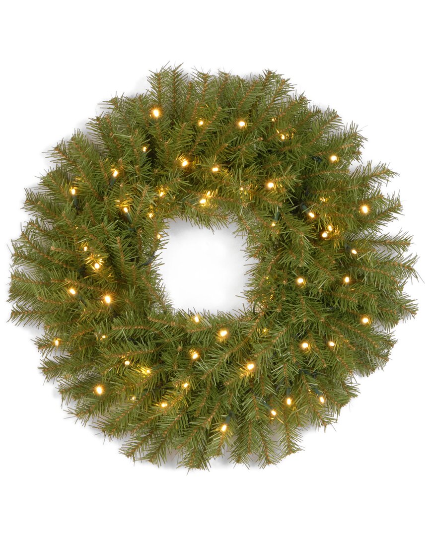National Tree Company 24in Norwood Fir Wreath With Twinkly Led Lights In Green