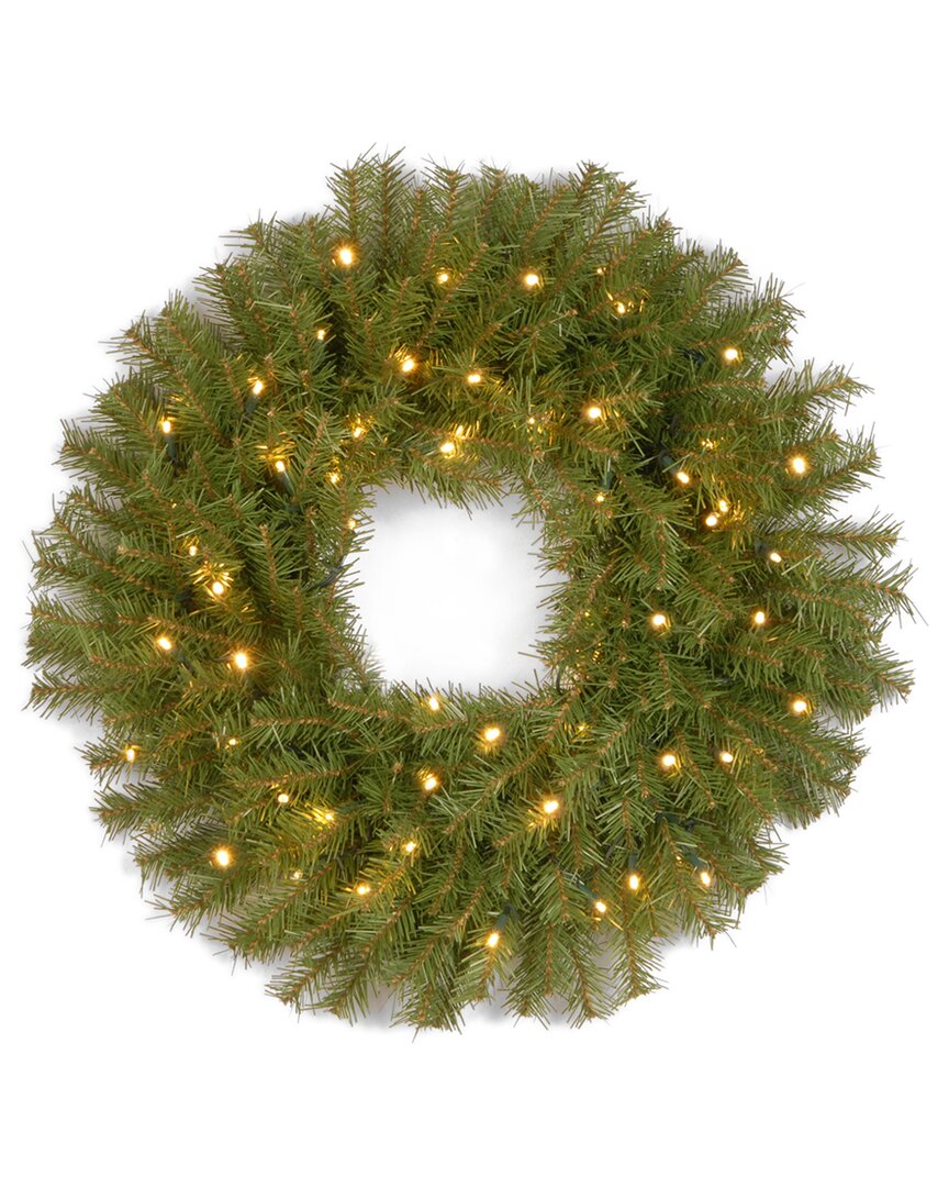 National Tree Company 30in Norwood Fir Wreath With Twinkly Led Lights In Green