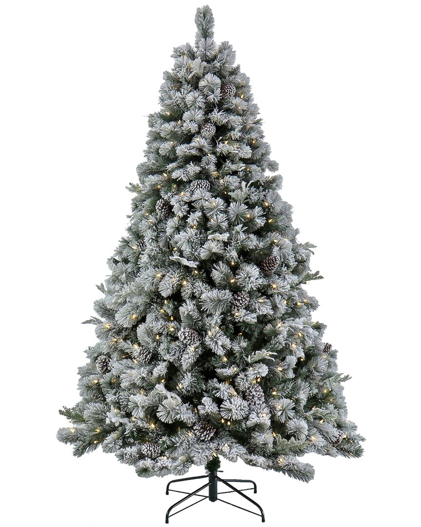 National Tree Company 7.5ft Pre-lit Snowy Hill Pine Tree With Led Lights In Green