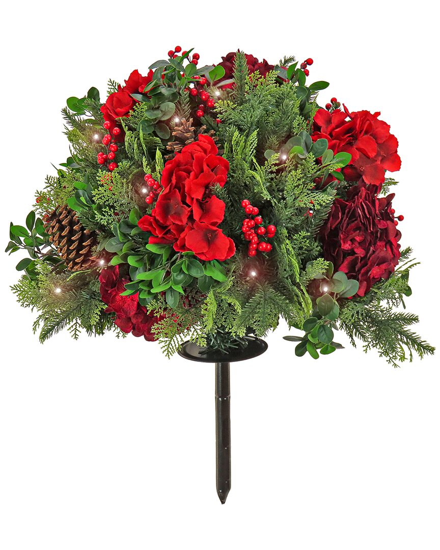 National Tree Company 28in Decorated Vienna Waltz Urn Filler With Led Lights In Green