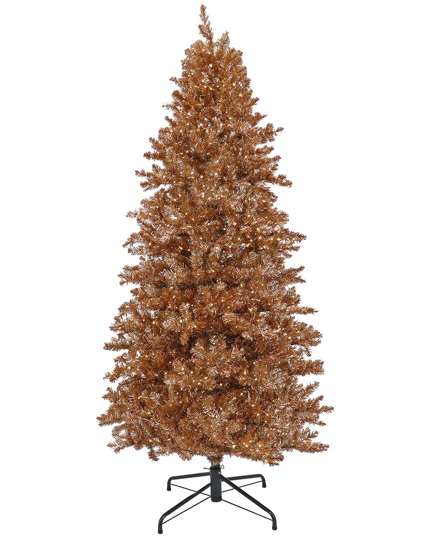 National Tree Company 9ft Pre-lit Christmas Rose Metallic Tree In Rose Gold