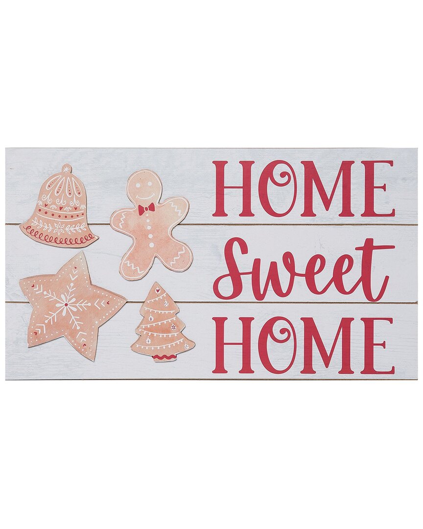 Transpac Wood 19.7in Multicolored Christmas Gingerbread Home Slat Decor