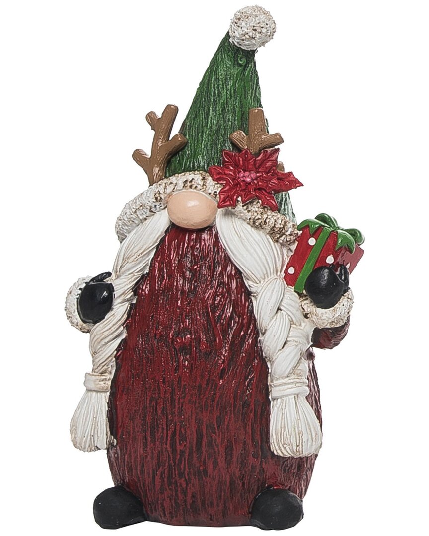 Transpac Resin 8.25in Multicolored Christmas Holiday Reindeer Hat Gnome Figurine