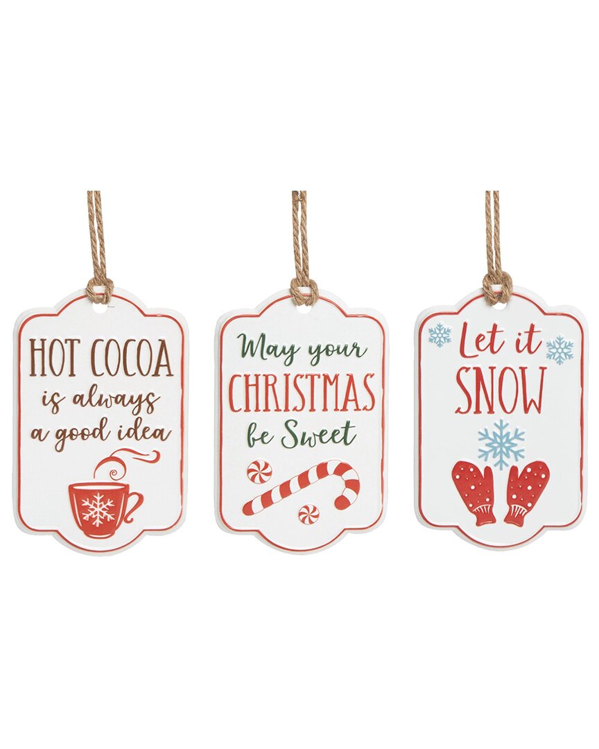 Transpac Metal 8.5in Multicolored Christmas Embossed Winter Ornament Set Of 3