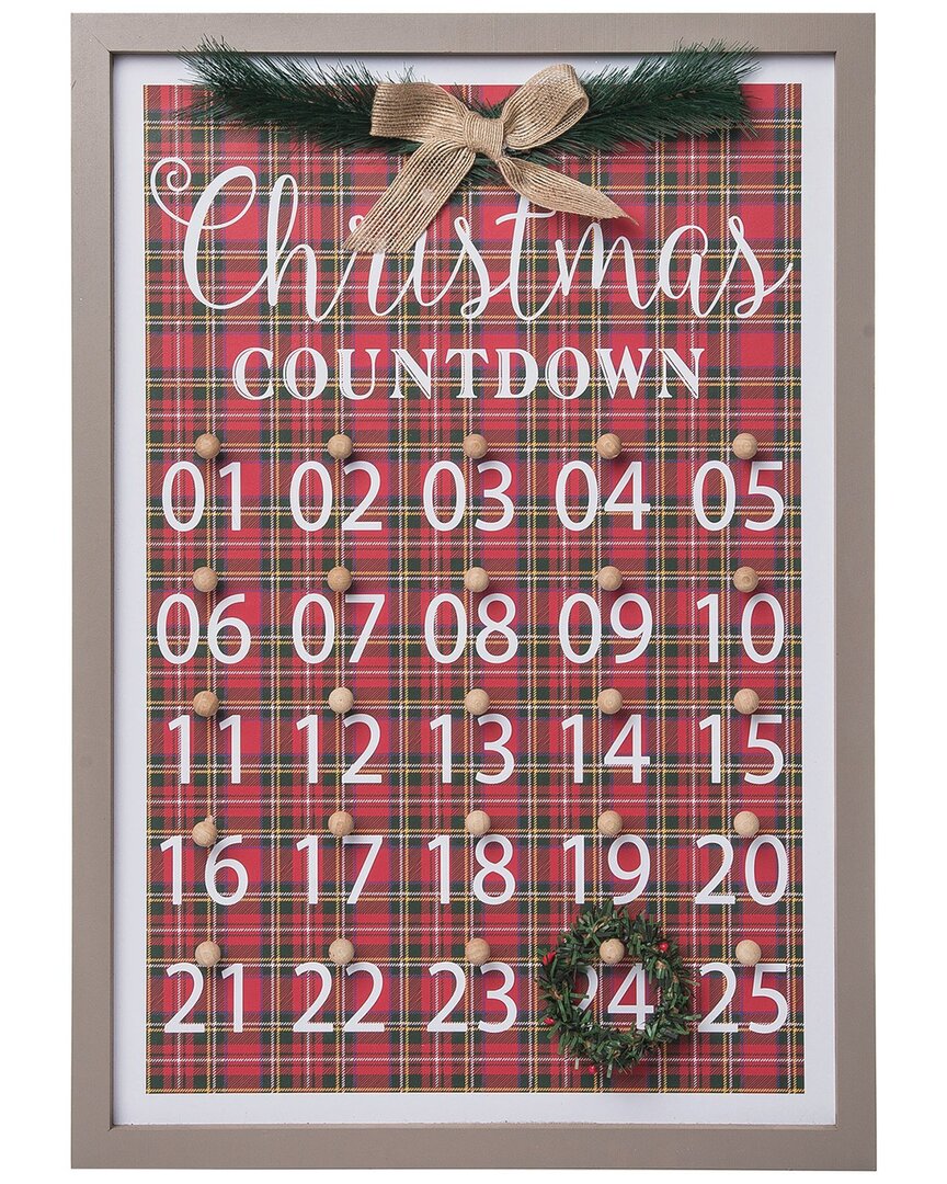 Transpac Wood 21.06in Multicolored Christmas Framed Holiday Countdown