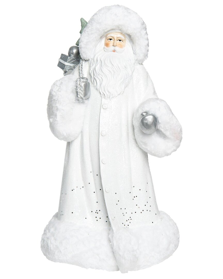 Transpac Resin 17in Christmas Glam Santa Decor In White