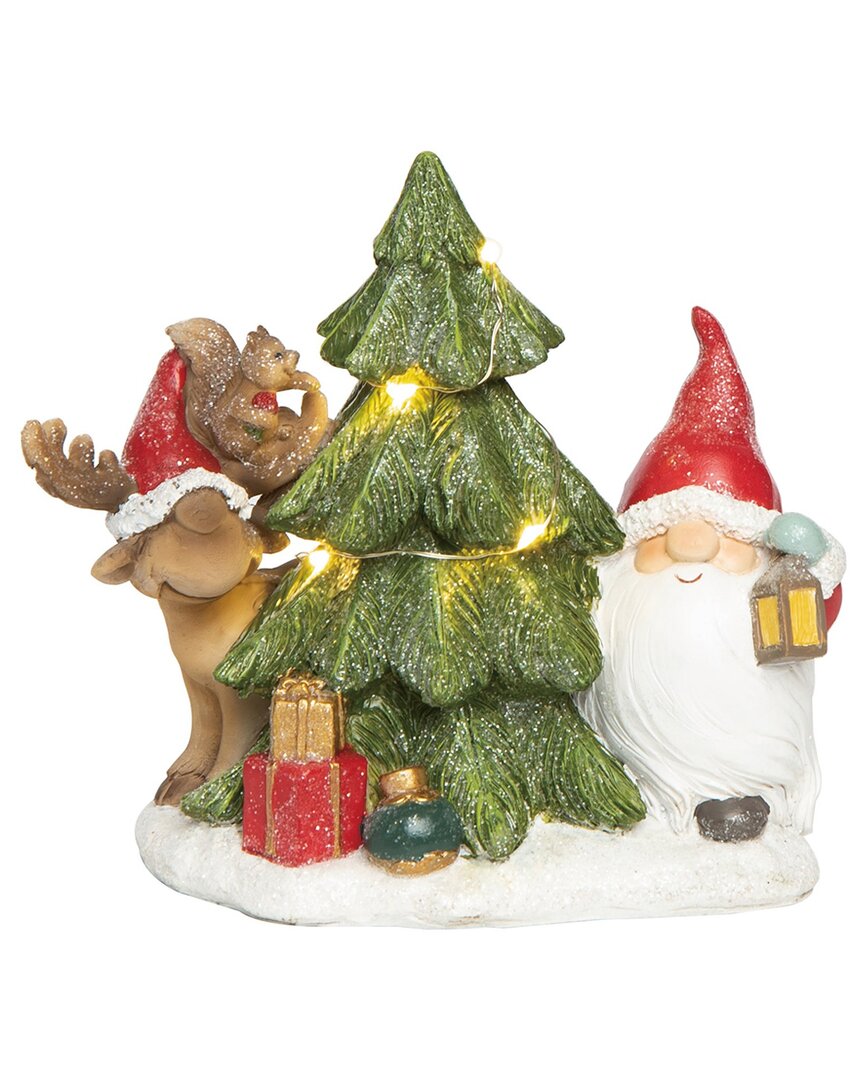 Transpac Resin 6.5in Multicolored Christmas Light Up Droopy Hat Figurine