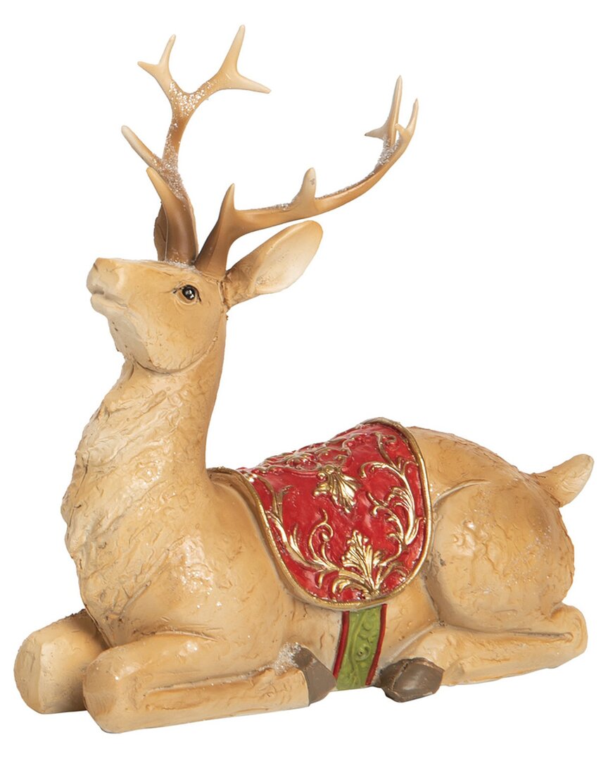 Transpac Resin 10in Multicolored Christmas Rustic Reindeer Figurine