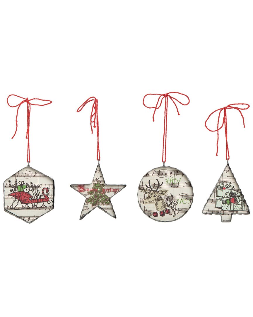 Transpac Metal 4.88in Multicolored Christmas Hymn Ornament Set Of 4