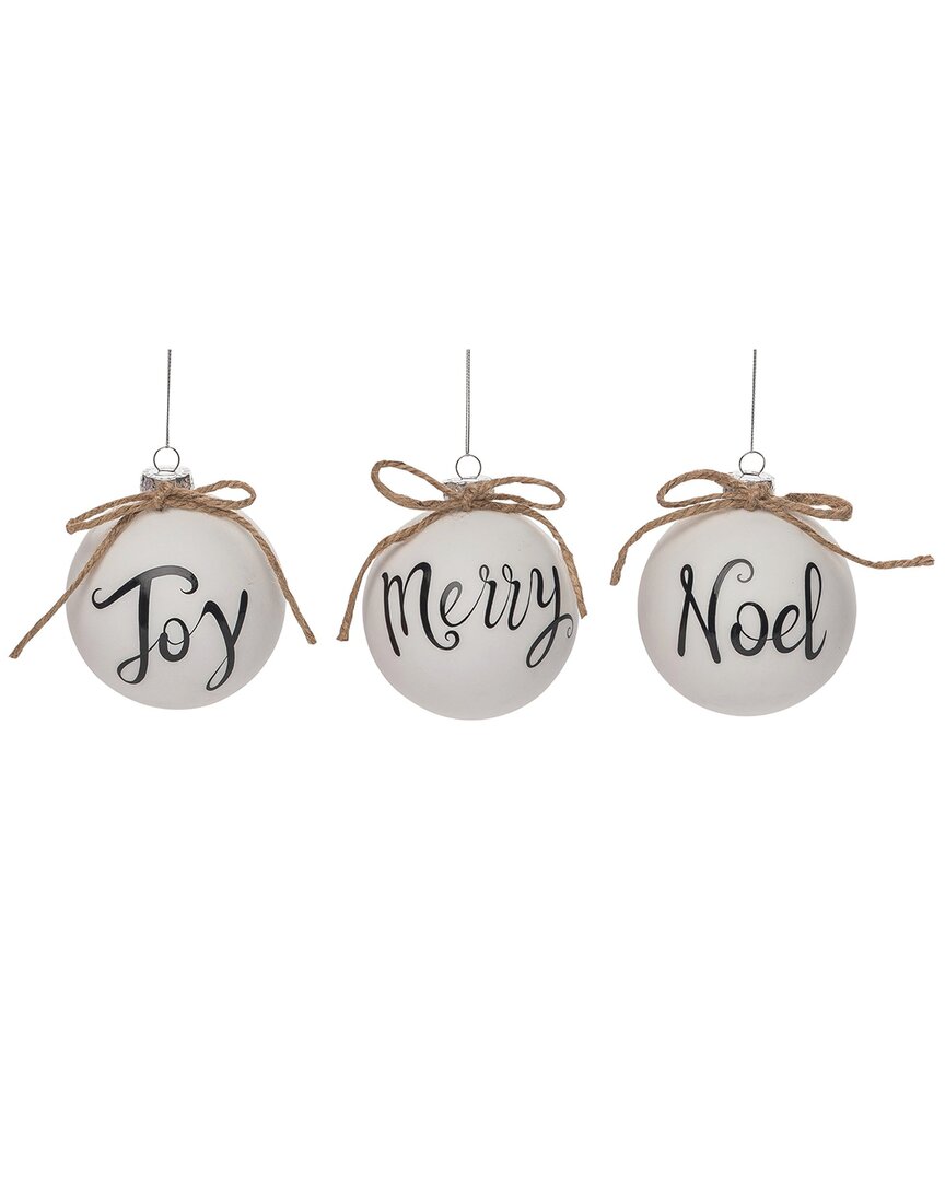 Transpac Glass 4.5in Multicolored Christmas Holiday Sentiment Ornament Set Of 3